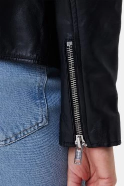 Deadwood River Leather Jacket - Black -Vibe Wardrobe Shop DEADWOOD River Leather Jacket Black 5