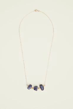 Leslie Francesca Exclusive 3 Stone Necklace 9 Leslie Francesca Exclusive 3 Stone Necklace -Vibe Wardrobe Shop LESLIE FRANCESCA Exclusive 3 Stone Necklace Tazanite 0193 web