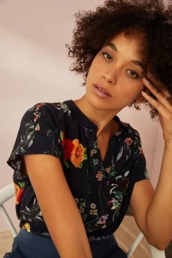 Renata Washable Silk Blouse - Provence Floral